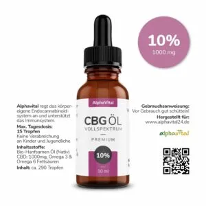 Unser neues CBG ÖL 1 alphavital flasche etikett CBG10